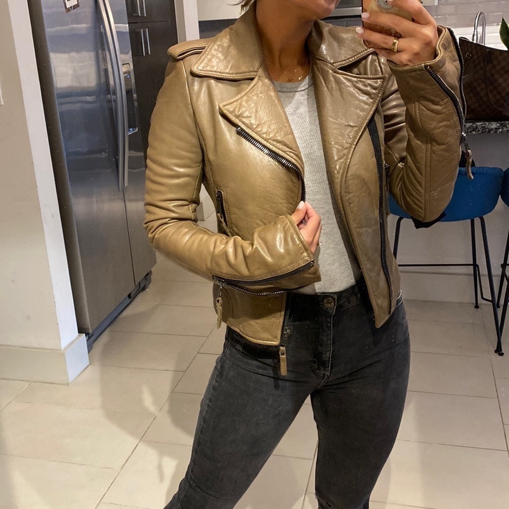 Balenciaga leather jacket lamb green/khaki Small - Picture 4 of 12